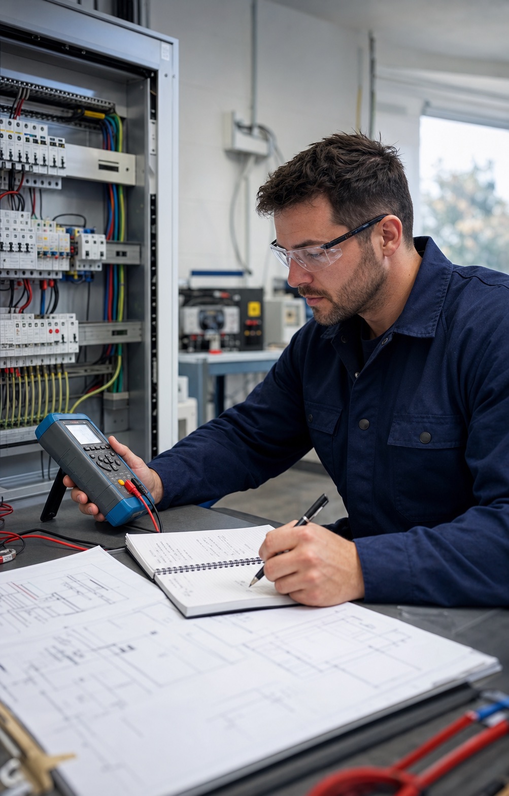 An electrical professional developing inspection skills through practical testing and study