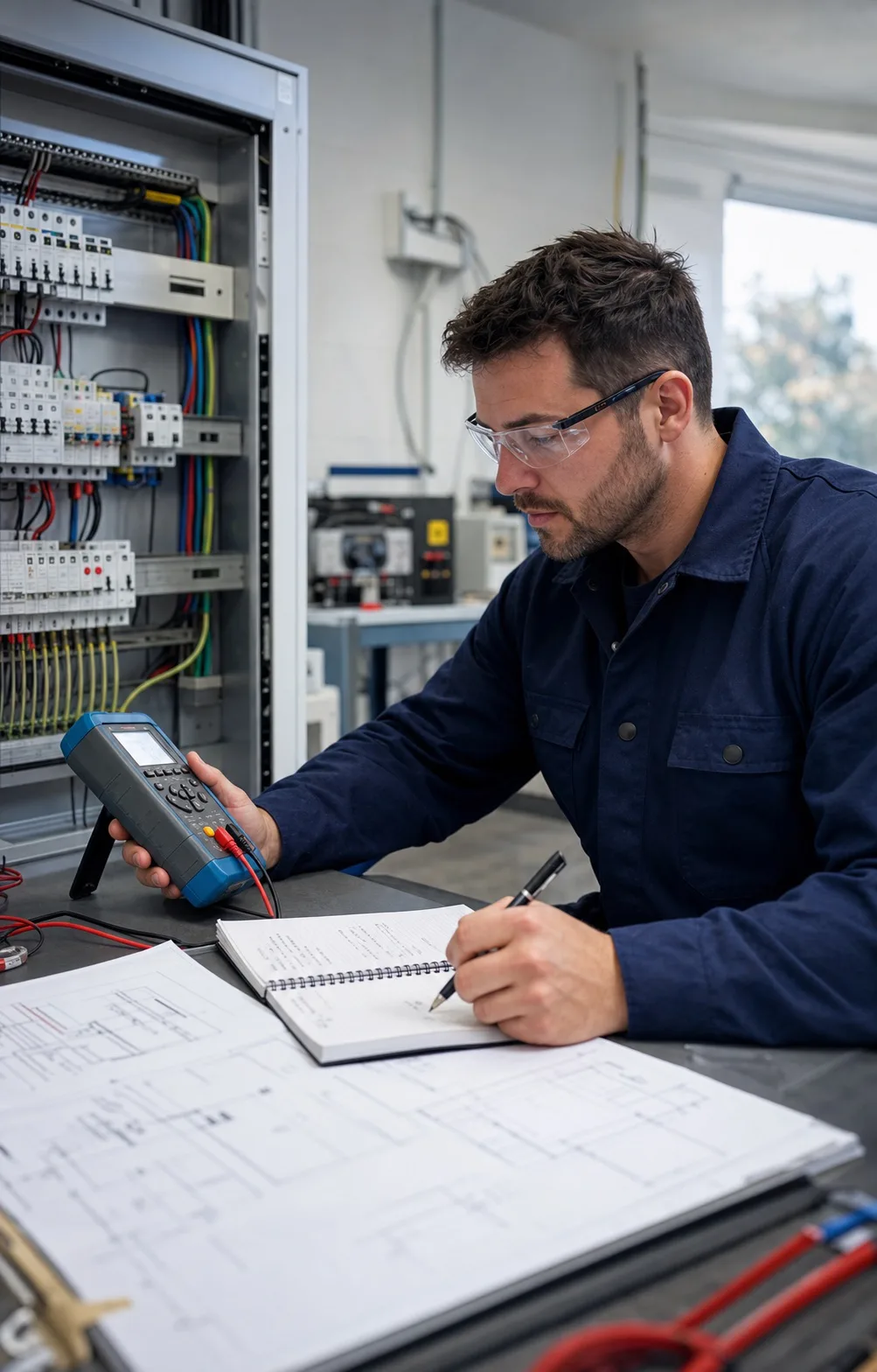 An electrical professional developing inspection skills through practical testing and study